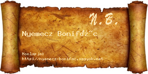 Nyemecz Bonifác névjegykártya